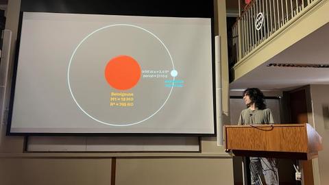 Undergraduate Amaan Khwaja discusses his model of the red giant Betelgeuse and its companion star.